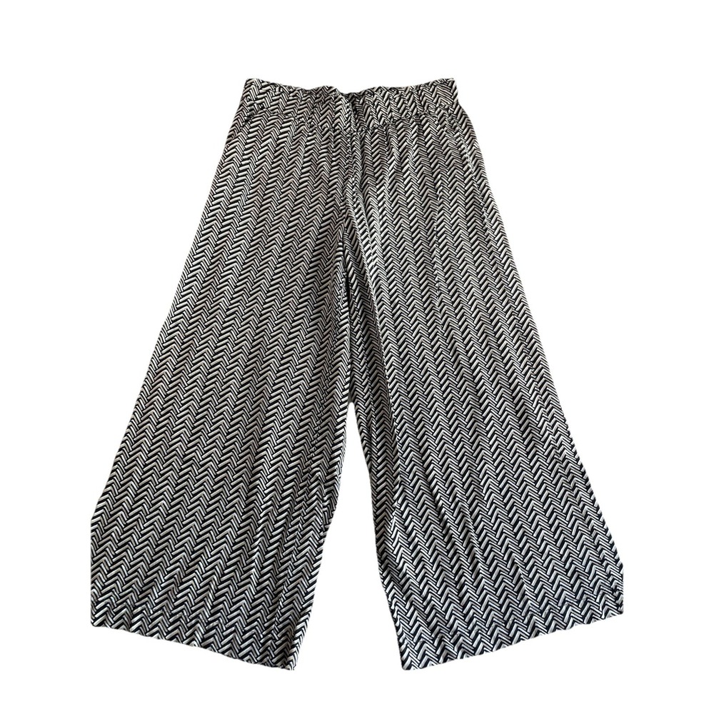Loft Women's Wide Leg Geometric Black And White Pull On Pants Womens Size M
